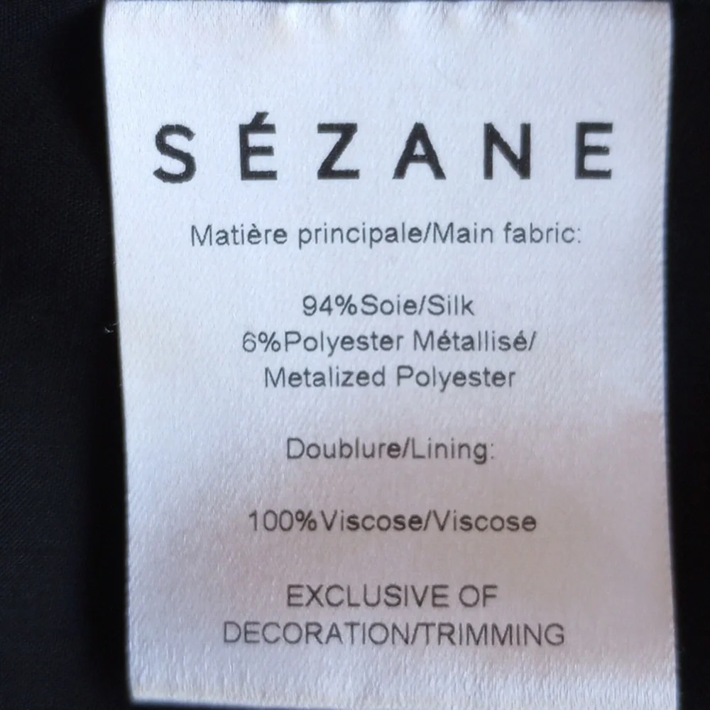 Sezane Josephine Floral Silk Chiffon Mini Dress 36 4 Black Metallic - Picture 6 of 8